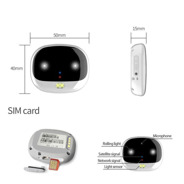 ReachFar RF-V47 IP67 Mini localizzatore GPS multifunzione con luce LED e clip posteriore