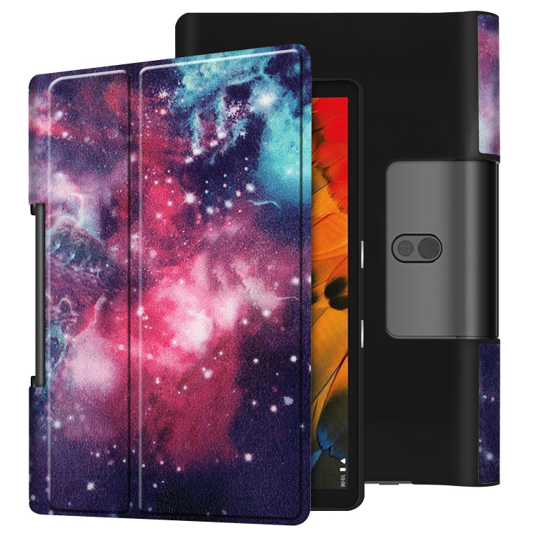 Custodia in pelle flip orizzontale con disegno a colori con supporto a due pieghe, For Lenovo Yoga Smart Tab