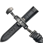 Cinturino di ricambio per cinturino di ricambio con fibbia a farfalla nera in pelle di vacchetta classica, 10mm, 12mm, 14mm, 16mm, 18mm, 20mm, 22mm, 24mm