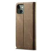 Custodia in pelle a conchiglia orizzontale in stile casual con texture denim con supporto, slot per schede e portafoglio, For iPhone 13, For iPhone 13 Mini, For iPhone 13 Pro, For iPhone 13 Pro Max