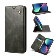 Semplice custodia in pelle a vibrazione orizzontale con trama di cavallo pazzo cerato con slot per schede e portafoglio, For iPhone 13, For iPhone 13 Mini, For iPhone 13 Pro, For iPhone 13 Pro Max