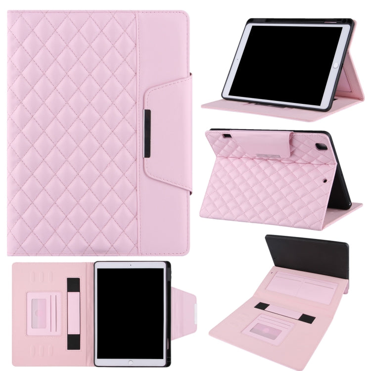 Custodia in pelle flip orizzontale con motivo a scacchi con supporto, slot per schede e cinturino da polso, For iPad 10.2 (2021 / 2020 / 2019), For iPad Pro 11 (2021 / 2020 / 2018), For iPad mini 5 / 4, For iPad 9.7 (2018 / 2017)