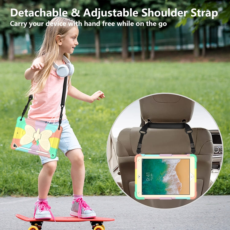 Custodia protettiva anti-caduta in PC + silicone beige con supporto a forma di farfalla e slot per penna, For iPad 9.7 2018 & 2017 / Pro 9.7 inch / Air 2 / 6, For iPad 10.2 2021 & 2020 & 2019 / Air 3 10.5 inch, For iPad 10.2 2020 & 2019 / Air 3 10.5 in...