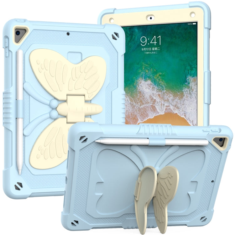 Custodia protettiva anti-caduta in PC + silicone beige con supporto a forma di farfalla e slot per penna, For iPad 9.7 2018 & 2017 / Pro 9.7 inch / Air 2 / 6, For iPad 10.2 2021 & 2020 & 2019 / Air 3 10.5 inch, For iPad 10.2 2020 & 2019 / Air 3 10.5 in...