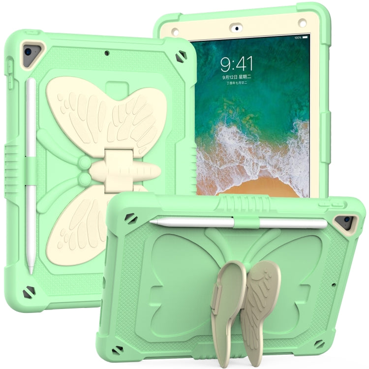Custodia protettiva anti-caduta in PC + silicone beige con supporto a forma di farfalla e slot per penna, For iPad 9.7 2018 & 2017 / Pro 9.7 inch / Air 2 / 6, For iPad 10.2 2021 & 2020 & 2019 / Air 3 10.5 inch, For iPad 10.2 2020 & 2019 / Air 3 10.5 in...