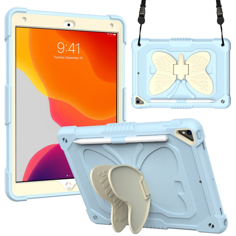 Custodia protettiva anti-caduta in PC + silicone beige con supporto a forma di farfalla e slot per penna, For iPad 9.7 2018 & 2017 / Pro 9.7 inch / Air 2 / 6, For iPad 10.2 2021 & 2020 & 2019 / Air 3 10.5 inch, For iPad 10.2 2020 & 2019 / Air 3 10.5 in...