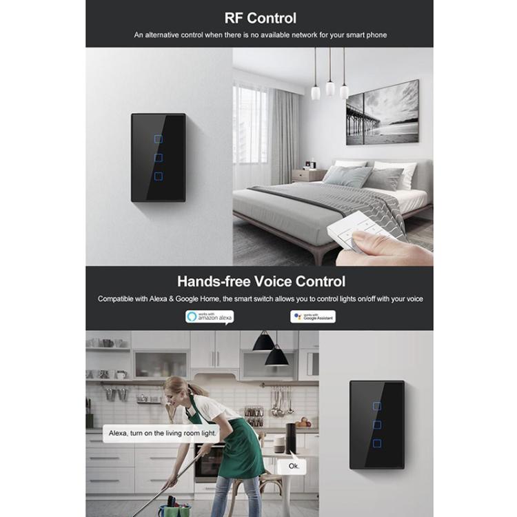Sonoff T3 US-TX 433 RF WIFI Interruttore tattile da parete con telecomando intelligente, spina americana, Single Button, Double Buttons, Three Buttons