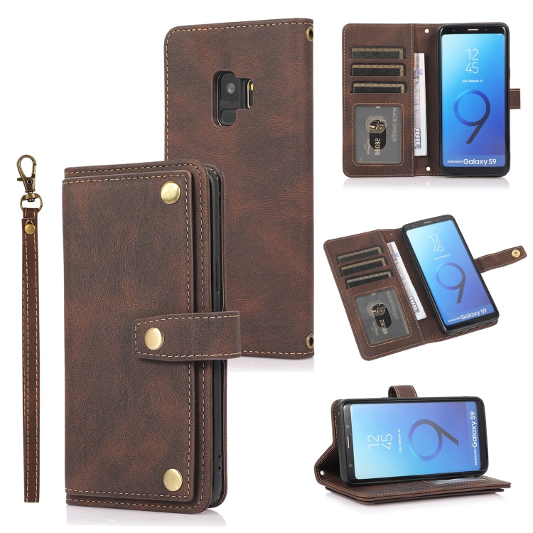 Custodia in pelle flip orizzontale PU + TPU con supporto e slot per schede, portafoglio e cordino, For Samsung Galaxy S9, For Samsung Galaxy S9+