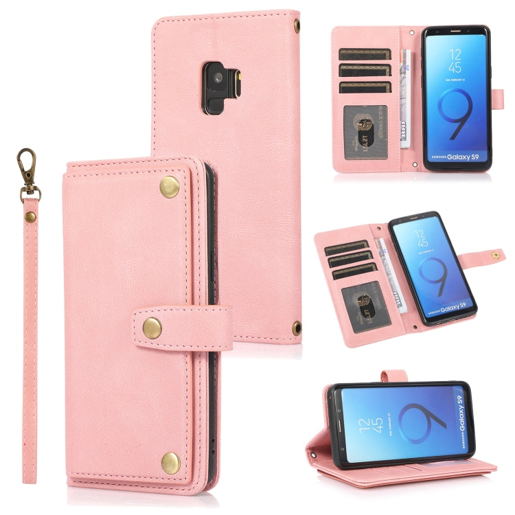 Custodia in pelle flip orizzontale PU + TPU con supporto e slot per schede, portafoglio e cordino, For Samsung Galaxy S9, For Samsung Galaxy S9+