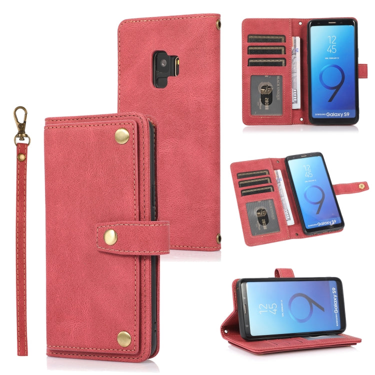 Custodia in pelle flip orizzontale PU + TPU con supporto e slot per schede, portafoglio e cordino, For Samsung Galaxy S9, For Samsung Galaxy S9+