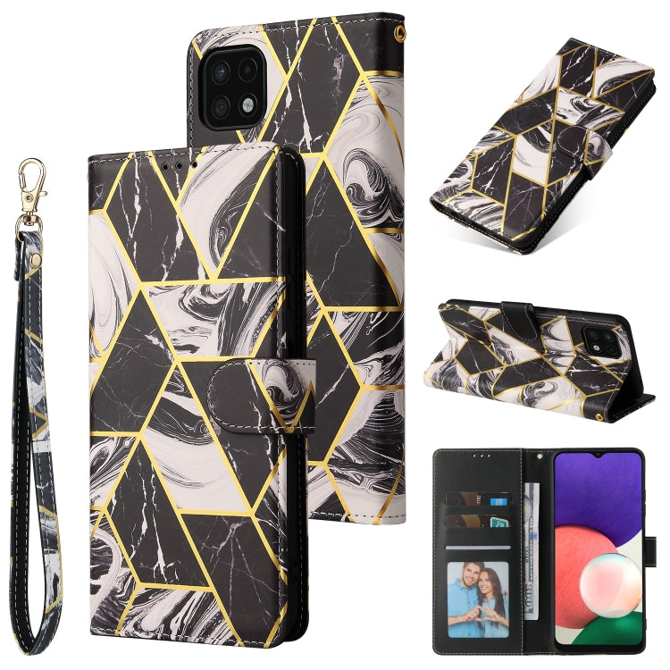 Custodia in pelle PU con cuciture orizzontali abbronzanti in marmo con supporto e fessure per carte e portafogli e cornice per foto, For Samsung Galaxy A22 5G, For Samsung Galaxy S21 FE 5G