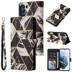 Custodia in pelle PU con cuciture orizzontali abbronzanti in marmo con supporto e fessure per carte e portafogli e cornice per foto, For Samsung Galaxy A22 5G, For Samsung Galaxy S21 FE 5G