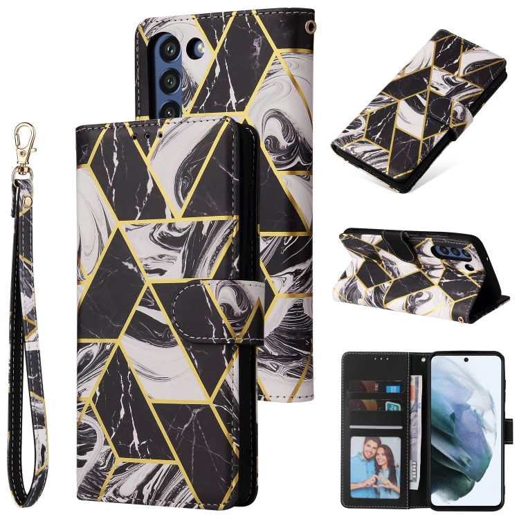 Custodia in pelle PU con cuciture orizzontali abbronzanti in marmo con supporto e fessure per carte e portafogli e cornice per foto, For Samsung Galaxy A22 5G, For Samsung Galaxy S21 FE 5G