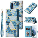 Custodia in pelle PU con cuciture orizzontali abbronzanti in marmo con supporto e fessure per carte e portafogli e cornice per foto, For Samsung Galaxy A22 5G, For Samsung Galaxy S21 FE 5G