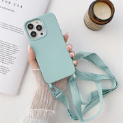 Custodia protettiva in silicone elastico con cordino a collo largo, For iPhone 12 / 12 Pro, For iPhone 11, For iPhone 11 Pro, For iPhone 13 mini, For iPhone 12 Pro Max