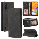 Custodia in pelle flip orizzontale con chiusura a ventosa semplice con supporto e slot per schede e portafoglio, For Samsung Galaxy A01 EU Version, For Samsung Galaxy A02, For Samsung Galaxy A02s, For Samsung Galaxy A11 EU Version                      ...