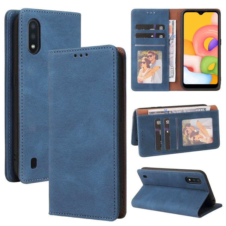 Custodia in pelle flip orizzontale con chiusura a ventosa semplice con supporto e slot per schede e portafoglio, For Samsung Galaxy A01 EU Version, For Samsung Galaxy A02, For Samsung Galaxy A02s, For Samsung Galaxy A11 EU Version                      ...