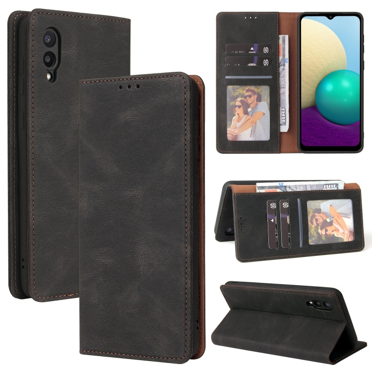 Custodia in pelle flip orizzontale con chiusura a ventosa semplice con supporto e slot per schede e portafoglio, For Samsung Galaxy A01 EU Version, For Samsung Galaxy A02, For Samsung Galaxy A02s, For Samsung Galaxy A11 EU Version                      ...