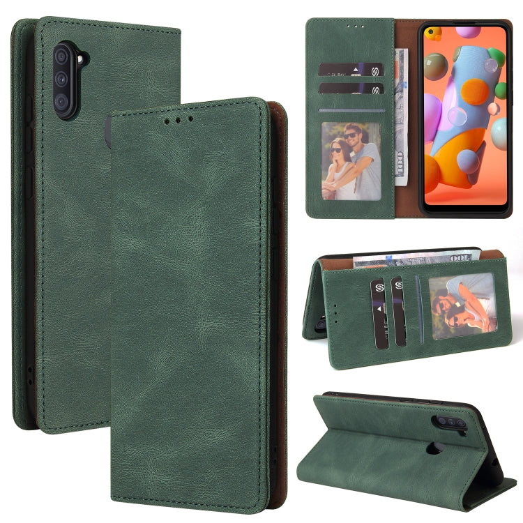 Custodia in pelle flip orizzontale con chiusura a ventosa semplice con supporto e slot per schede e portafoglio, For Samsung Galaxy A01 EU Version, For Samsung Galaxy A02, For Samsung Galaxy A02s, For Samsung Galaxy A11 EU Version                      ...