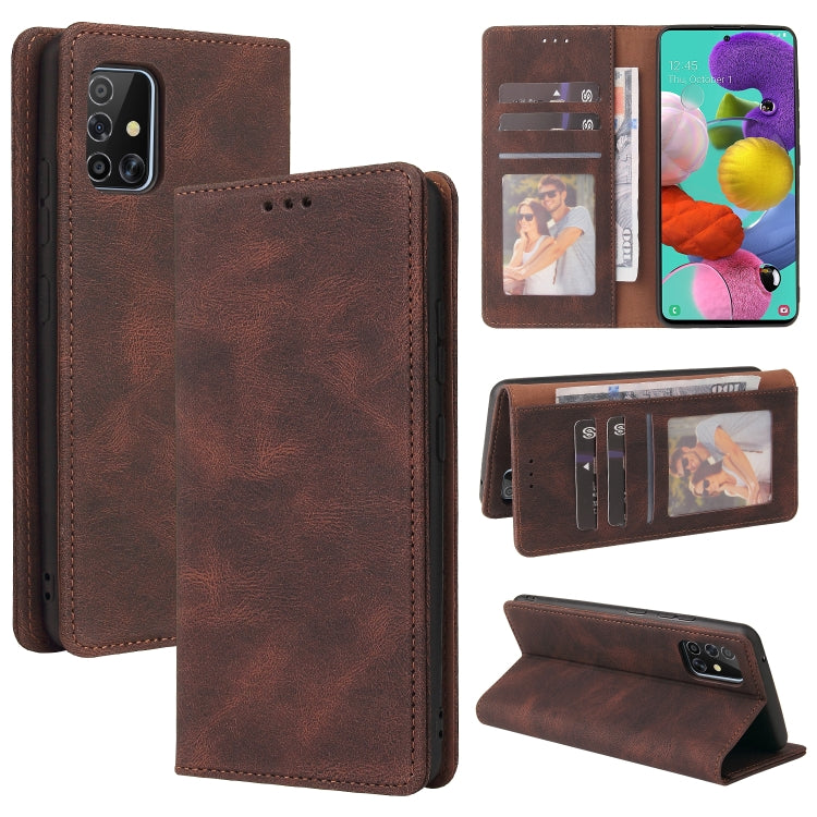 Custodia in pelle flip orizzontale con chiusura a ventosa semplice con supporto e slot per schede e portafoglio, For Samsung Galaxy A40, For Samsung Galaxy A42 5G, For Samsung Galaxy A50, For Samsung Galaxy A51, For Samsung Galaxy A51 5G               ...
