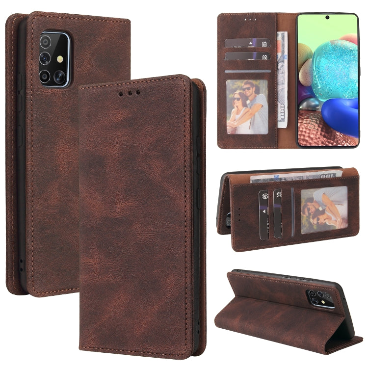 Custodia in pelle flip orizzontale con chiusura a ventosa semplice con supporto e slot per schede e portafoglio, For Samsung Galaxy A70, For Samsung Galaxy A71, For Samsung Galaxy A71 5G, For Samsung Galaxy A72 5G / 4G, For Samsung Galaxy A82          ...