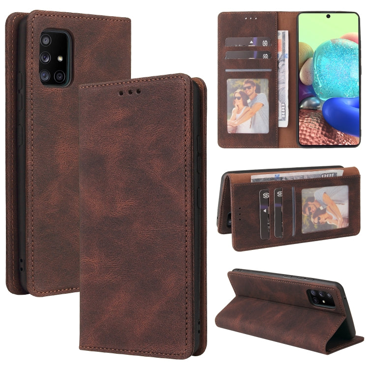 Custodia in pelle flip orizzontale con chiusura a ventosa semplice con supporto e slot per schede e portafoglio, For Samsung Galaxy A70, For Samsung Galaxy A71, For Samsung Galaxy A71 5G, For Samsung Galaxy A72 5G / 4G, For Samsung Galaxy A82          ...