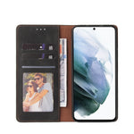 Custodia in pelle flip orizzontale con chiusura a ventosa semplice con supporto e slot per schede e portafoglio, For Samsung Galaxy S21+ 5G