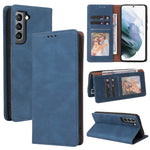 Custodia in pelle flip orizzontale con chiusura a ventosa semplice con supporto e slot per schede e portafoglio, For Samsung Galaxy S21+ 5G