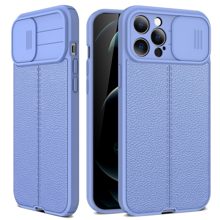 Custodia protettiva in TPU con camshield scorrevole Litchi Texture, For iPhone 13 mini, For iPhone 13, For iPhone 13 Pro, For iPhone 13 Pro Max