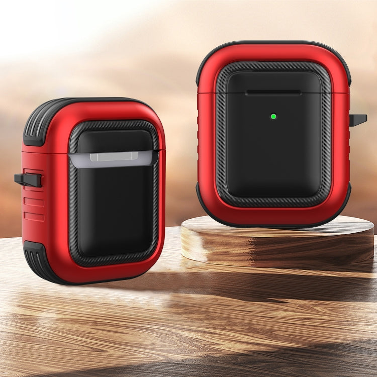 Auricolari wireless Custodia protettiva antiurto in TPU + PC con moschettone, For AirPods 1 / 2
