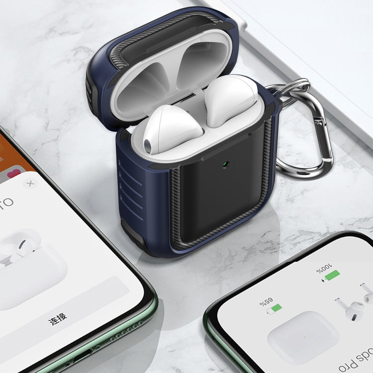 Auricolari wireless Custodia protettiva antiurto in TPU + PC con moschettone, For AirPods 1 / 2
