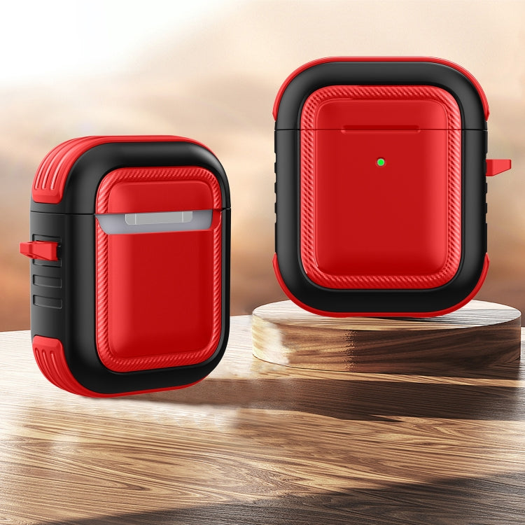 Auricolari wireless Custodia protettiva antiurto in TPU + PC con moschettone, For AirPods 1 / 2