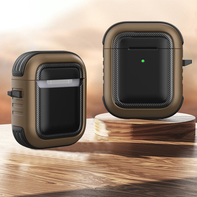 Auricolari wireless Custodia protettiva antiurto in TPU + PC con moschettone, For AirPods 1 / 2