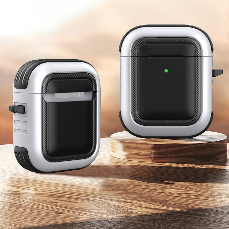 Auricolari wireless Custodia protettiva antiurto in TPU + PC con moschettone, For AirPods 1 / 2