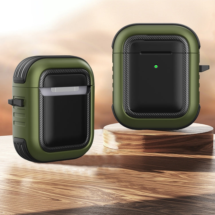 Auricolari wireless Custodia protettiva antiurto in TPU + PC con moschettone, For AirPods 1 / 2