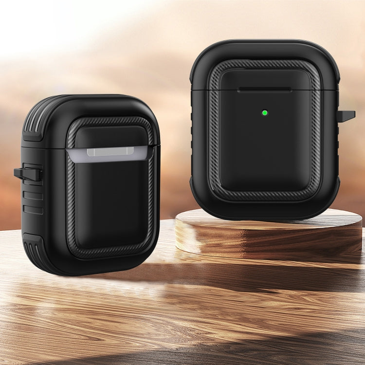 Auricolari wireless Custodia protettiva antiurto in TPU + PC con moschettone, For AirPods 1 / 2