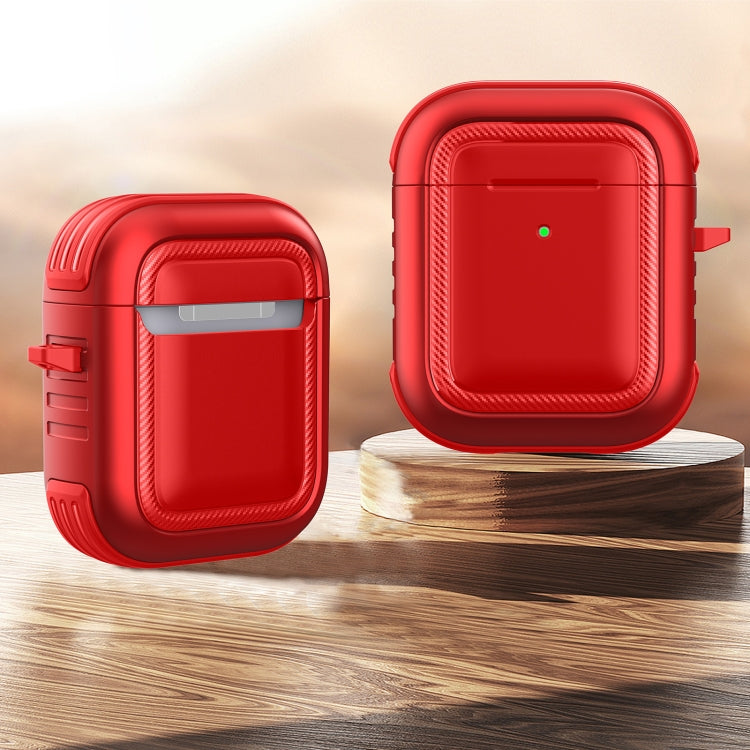 Auricolari wireless Custodia protettiva antiurto in TPU + PC con moschettone, For AirPods 1 / 2