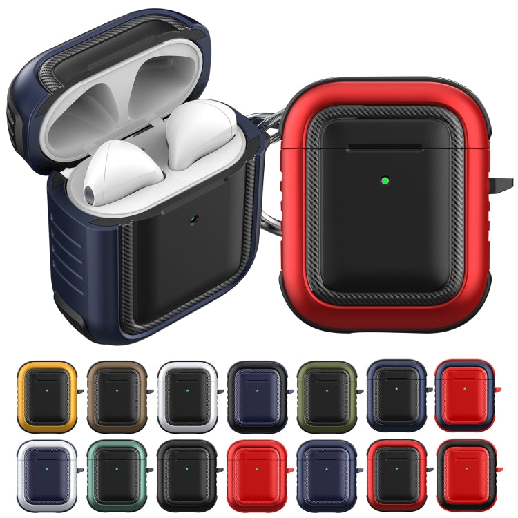 Auricolari wireless Custodia protettiva antiurto in TPU + PC con moschettone, For AirPods 1 / 2