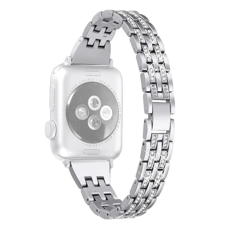 Cinturino in lega di diamanti a doppia fila, For Apple Watch Series 8&7 41mm / SE 2&6&SE&5&4 40mm / 3&2&1 38mm, For Apple Watch Series 7 41mm / 6 & SE & 5 & 4 40mm / 3 & 2 & 1 38mm, For Apple Watch Series 8&7 45mm / SE 2&6&SE&5&4 44mm / 3&2&1 42mm