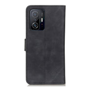 KHAZNEH Custodia in pelle a ribalta orizzontale con texture retrò con supporto, slot per carte e portafoglio, For Xiaomi Mi 11T / 11T Pro