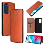 Struttura in fibra di carbonio Flip orizzontale magnetico Custodia in pelle TPU + PC + PU con slot per schede, For OPPO Reno6 4G, For Motorola Edge (2021), For Motorola Moto G60S