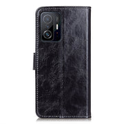 Custodia in pelle a conchiglia orizzontale con struttura retrò Crazy Horse con supporto e slot per schede, cornice per foto e portafoglio, For Xiaomi Mi 11T / 11T Pro