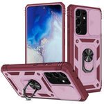 Cover per fotocamera scorrevole Custodia protettiva in TPU + PC con supporto girevole a 360 gradi e slot per schede, For Samsung Galaxy S21 Ultra 5G