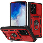Cover per fotocamera scorrevole Custodia protettiva in TPU + PC con supporto girevole a 360 gradi e slot per schede, For Samsung Galaxy S21 Ultra 5G