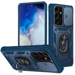 Cover per fotocamera scorrevole Custodia protettiva in TPU + PC con supporto girevole a 360 gradi e slot per schede, For Samsung Galaxy S21 Ultra 5G