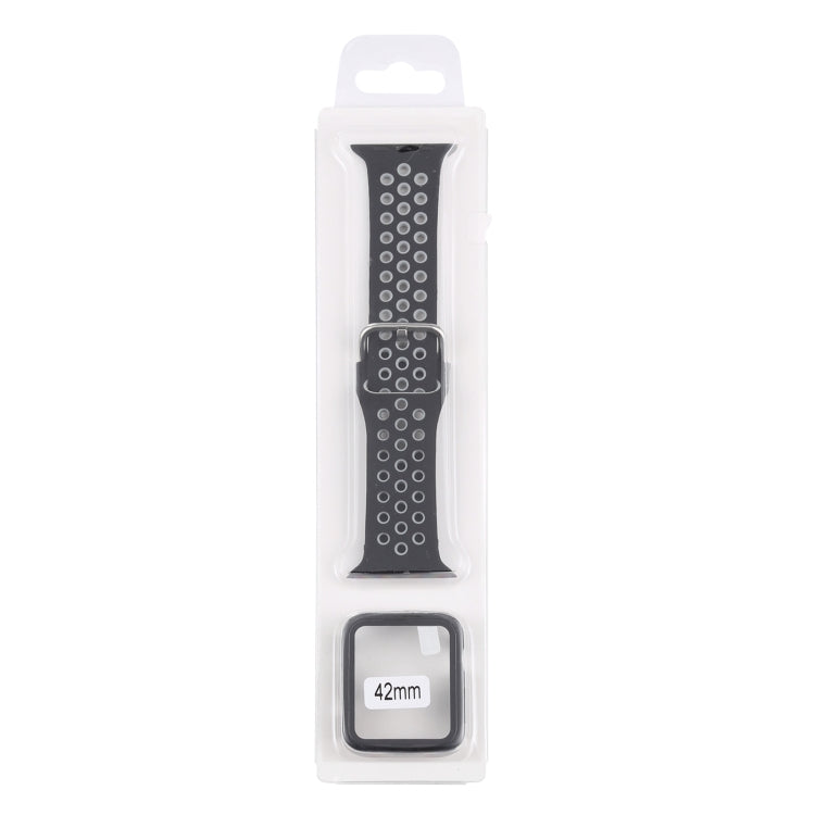 Cinturino di ricambio in silicone + custodia protettiva con set di protezioni per lo schermo per la serie Apple Watch, 3 & 2 & 1 42mm