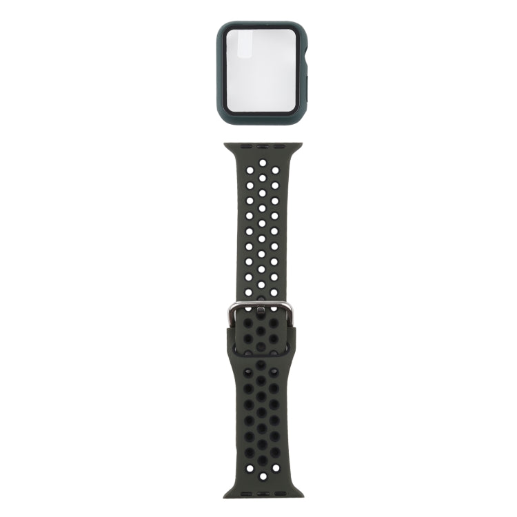 Cinturino di ricambio in silicone + custodia protettiva con set di protezioni per lo schermo per la serie Apple Watch, 3 & 2 & 1 42mm
