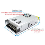 Trasformatore LED di alimentazione a commutazione regolata da barra luminosa, dimensioni: 215 x 115 x 50 mm, S-300-5 DC5V 60A 300W, S-350-5 DC5V 70A 350W, S-300-12 DC12V 25A 300W, S-360-12 DC12V 30A 360W, S-400-12 DC12V 33A 400W, S-480-12 DC12V 40A 480...