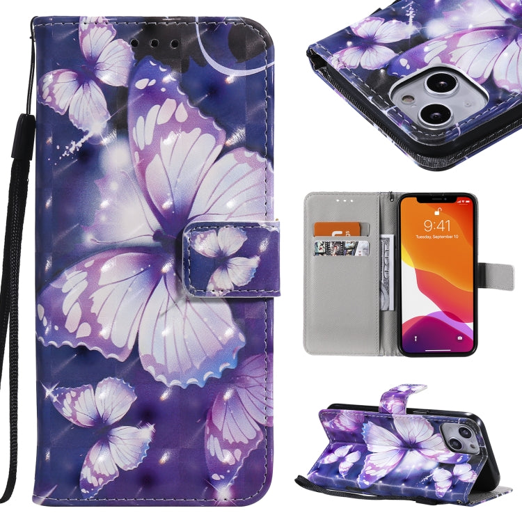 Custodia portafoglio in pelle flip con motivo 3D per iPhone 13