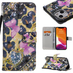 Custodia portafoglio in pelle flip con motivo 3D per iPhone 13